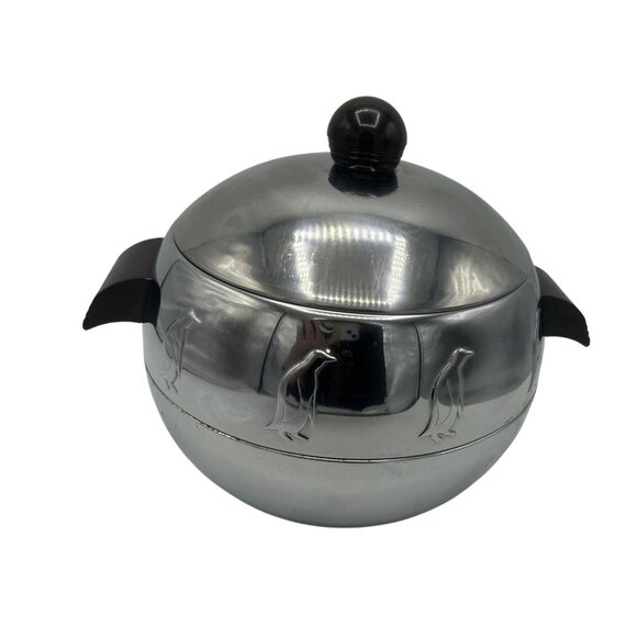 West Bend Penguin Hot Cold Server Roll Warmer Chrome Ice Bucket Bakelite Vtg MCM - Picture 2 of 10